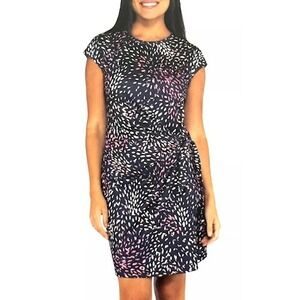 Nicole‎ Miller Original Dress Abstract Print Tie Waist Casual Stretch Size M